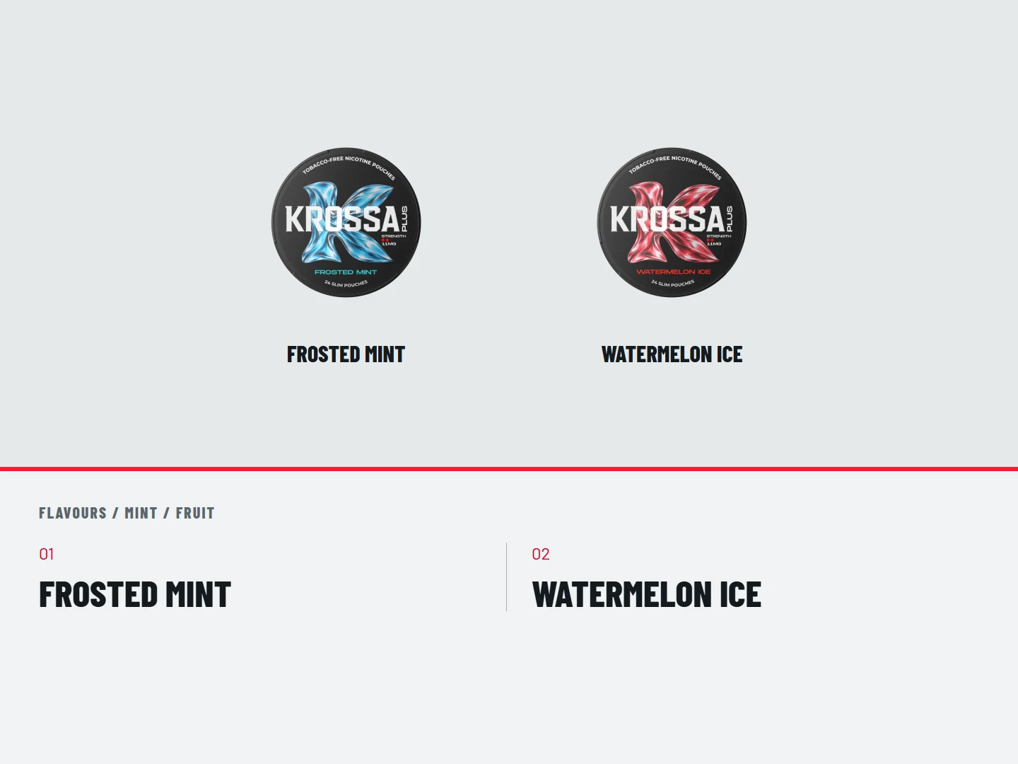 Mint / fruit: FROSTED MINT; WATERMELON ICE